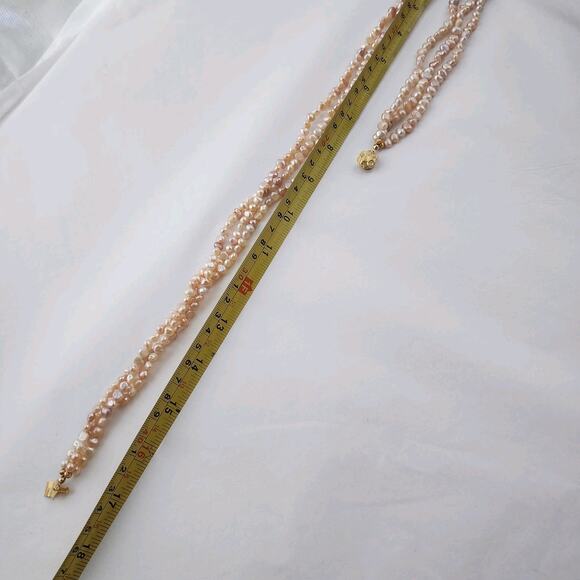 Genuine Pearl Statement Choker Necklace & Bracelet Set New Peachy Pink Old Money - Picture 10 of 11